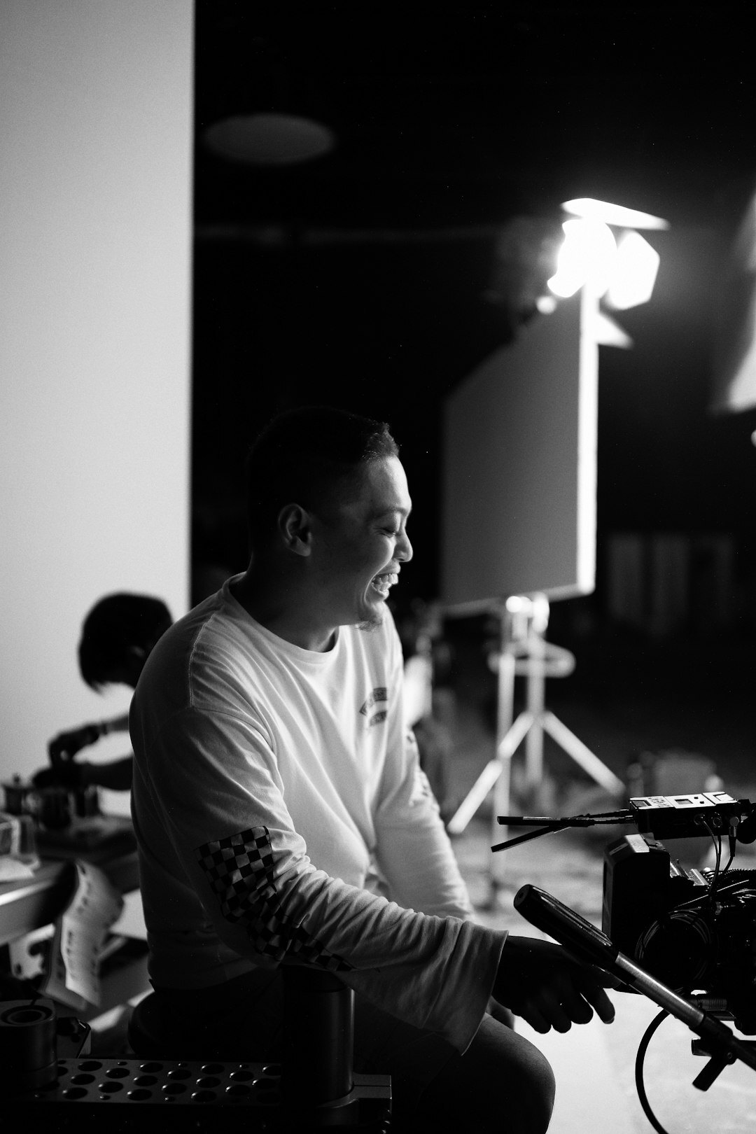 Portrait of a man audio and vision mixer